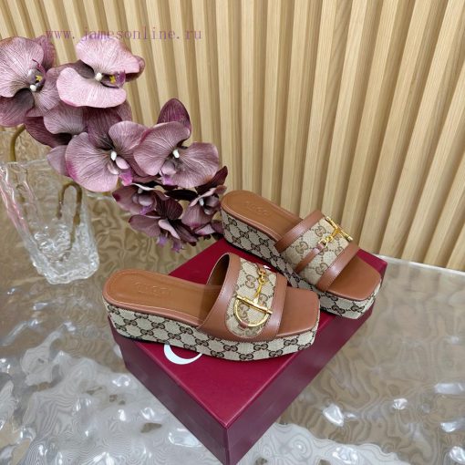 2025 New Gucci Classic Horseneck Buckle Old Flower Thick Bottom Slippers———————————Retro Yet Fa jaagsik6 - Image 3