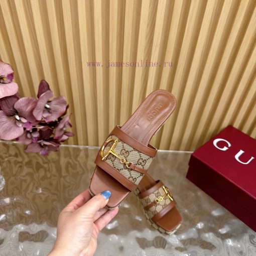 2025 New Gucci Classic Horseneck Buckle Old Flower Thick Bottom Slippers———————————Retro Yet Fa jaagsik6 - Image 7