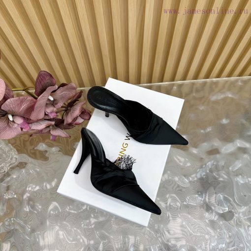 2025 Spring/Summer Hot Style ABING WANG Lace Muller High Heels Half DraggedWhat Is A Sexy Weapo 9al63154 - Image 3