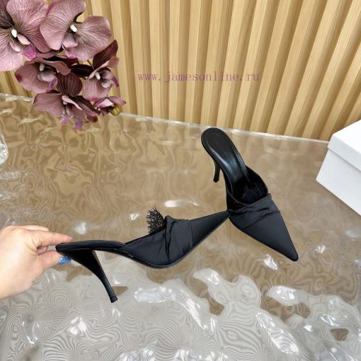2025 Spring/Summer Hot Style ABING WANG Lace Muller High Heels Half DraggedWhat Is A Sexy Weapo 9al63154 - Image 9