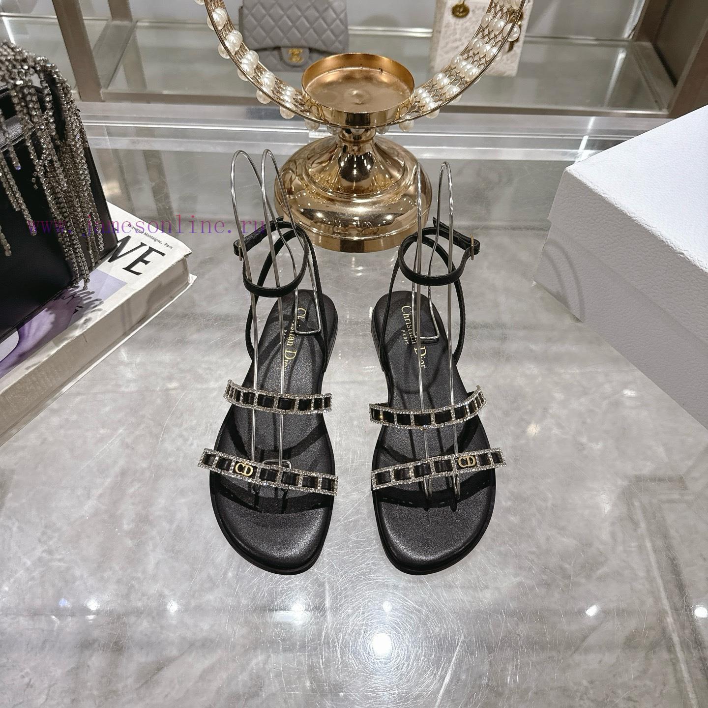 Dior 25ss Summer New Element DIOR Spring Summer New Item Diamond Button Flat Bottom Thick Heel delhzxxe