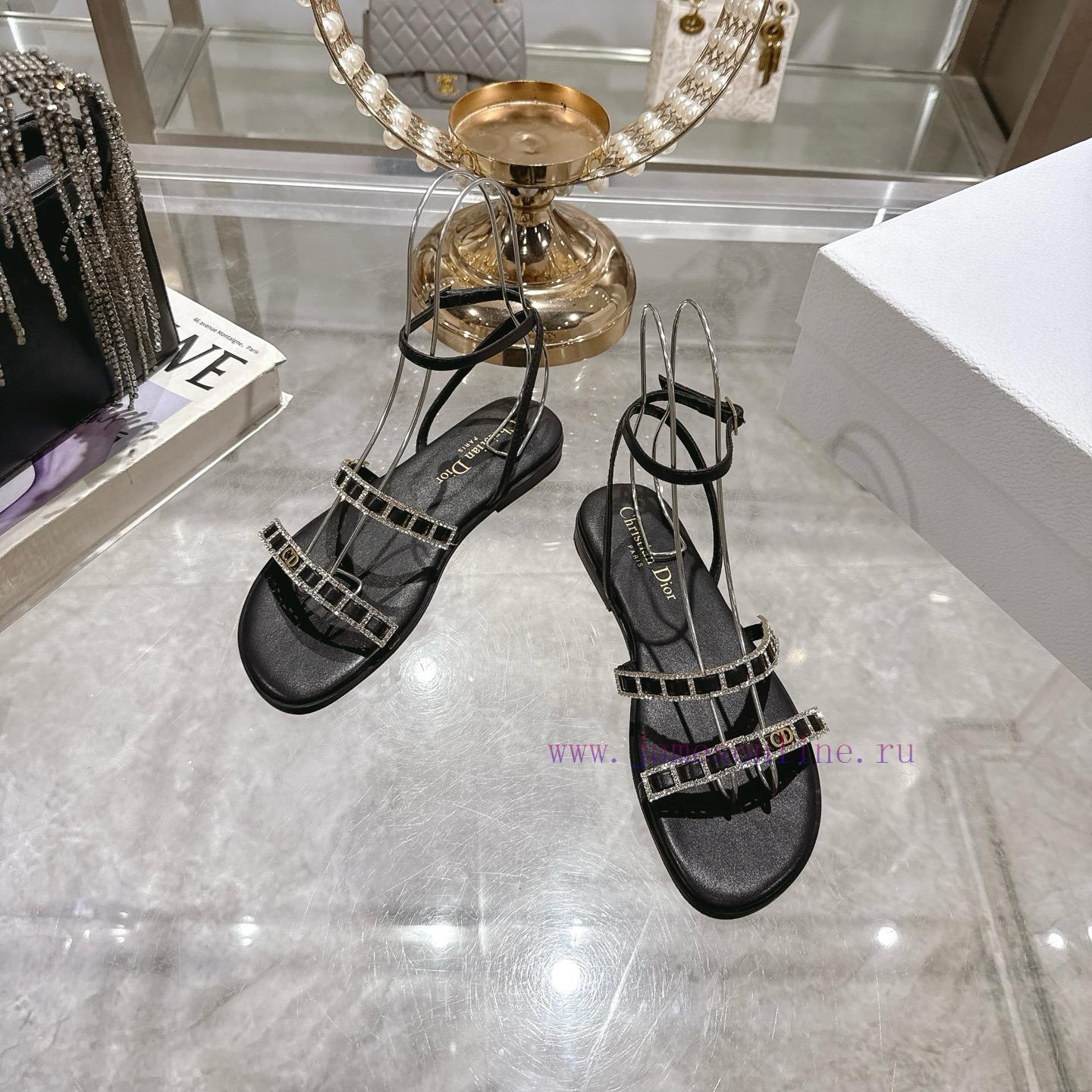 Dior 25ss Summer New Element DIOR Spring Summer New Item Diamond Button Flat Bottom Thick Heel delhzxxe - Image 3
