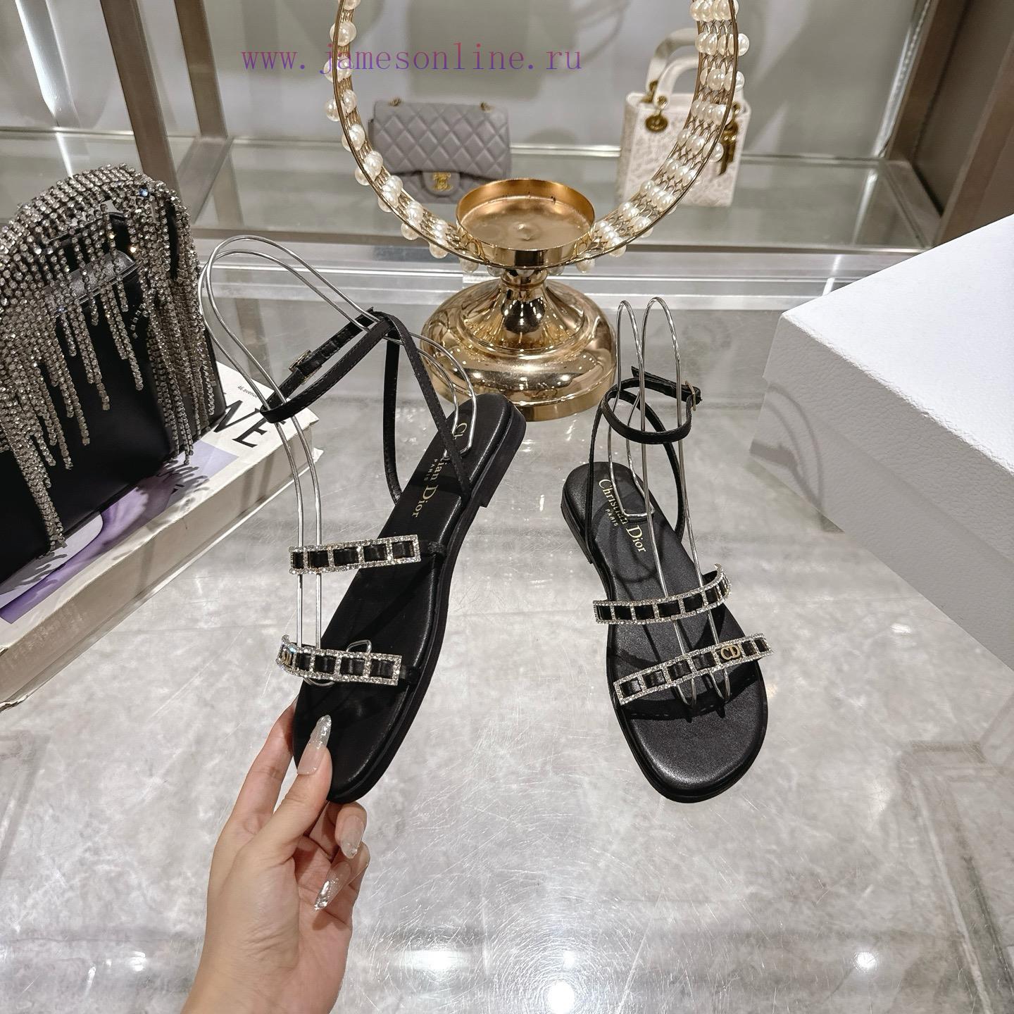 Dior 25ss Summer New Element DIOR Spring Summer New Item Diamond Button Flat Bottom Thick Heel delhzxxe - Image 4