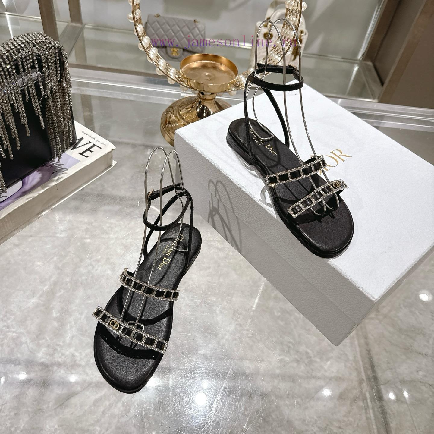 Dior 25ss Summer New Element DIOR Spring Summer New Item Diamond Button Flat Bottom Thick Heel delhzxxe - Image 6