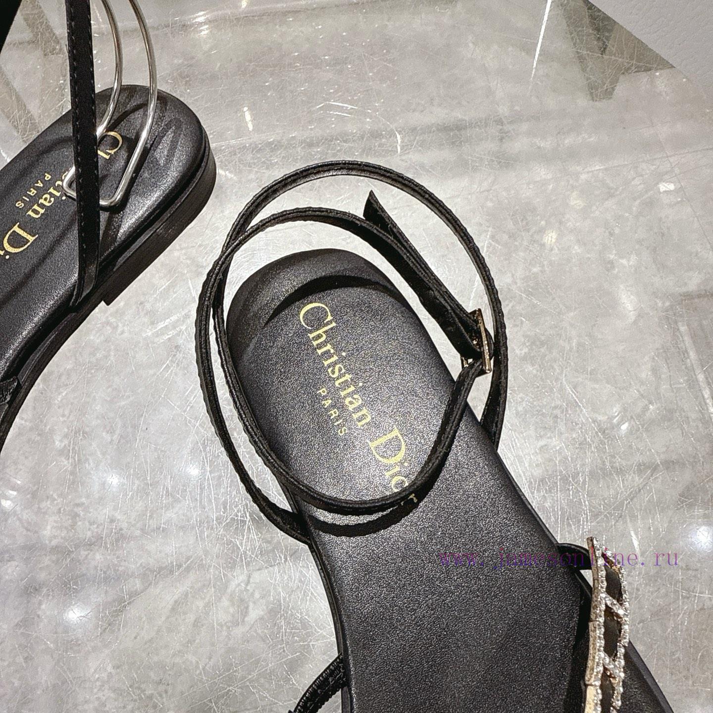 Dior 25ss Summer New Element DIOR Spring Summer New Item Diamond Button Flat Bottom Thick Heel delhzxxe - Image 8