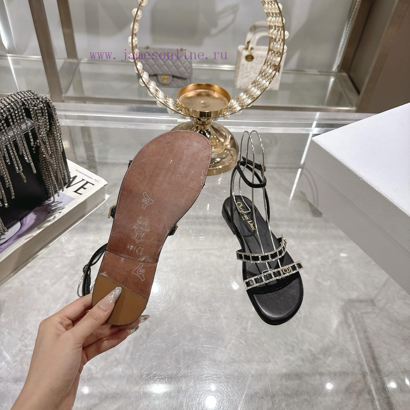 Dior 25ss Summer New Element DIOR Spring Summer New Item Diamond Button Flat Bottom Thick Heel delhzxxe - Image 9