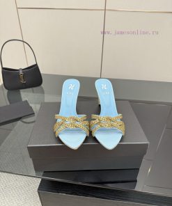 GINA's Niche Luxury Brand Barbie's Same Pointed Fine Heel Stone Patterned High-heeled Rhineston la09dzc0