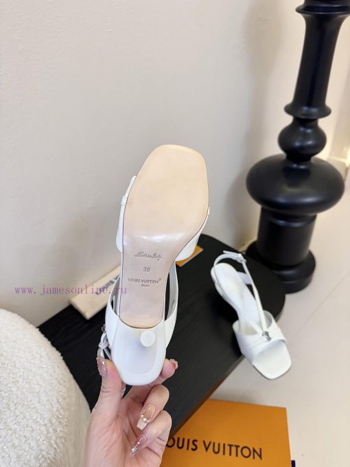 25ss Spring/summer New LOUIS VUITTON Lv Square Buckle V-belt Cat Heel Sandals With Exposed Heel uwhphrj9 - Image 10