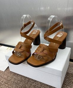 Dior 2025 Spring/Summer New D-Club Jelly Color Hollow Layered Cross Strap High Heels Women's Sh 18i61p93