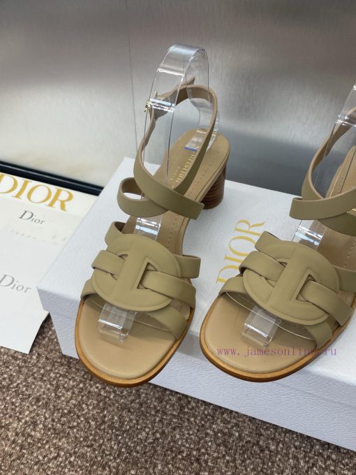 Dior 2025 Spring/Summer New D-Club Jelly Color Hollow Layered Cross Strap Middle Heel Women's S hidb9xtq - Image 5