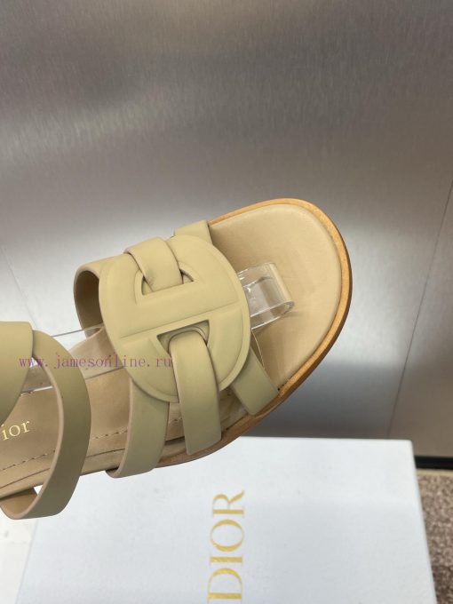 Dior 2025 Spring/Summer New D-Club Jelly Color Hollow Layered Cross Strap Middle Heel Women's S hidb9xtq - Image 8