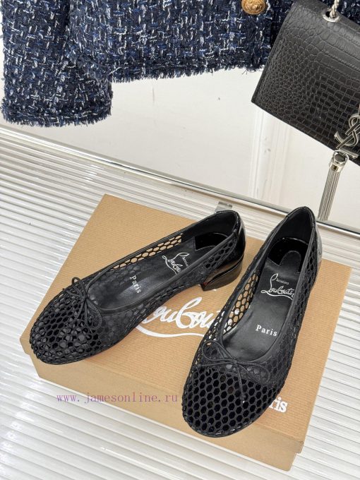 ChristinLouboutin/CL25WF Mesh SurfaceBow Flat Ballet ShoesEncountering The Elegant Blueprint Of 84gp8ux0 - Image 3