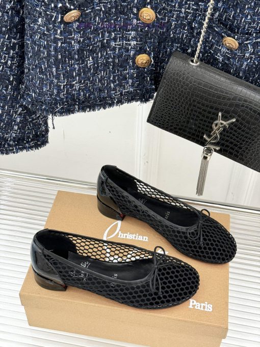ChristinLouboutin/CL25WF Mesh SurfaceBow Flat Ballet ShoesEncountering The Elegant Blueprint Of 84gp8ux0 - Image 4