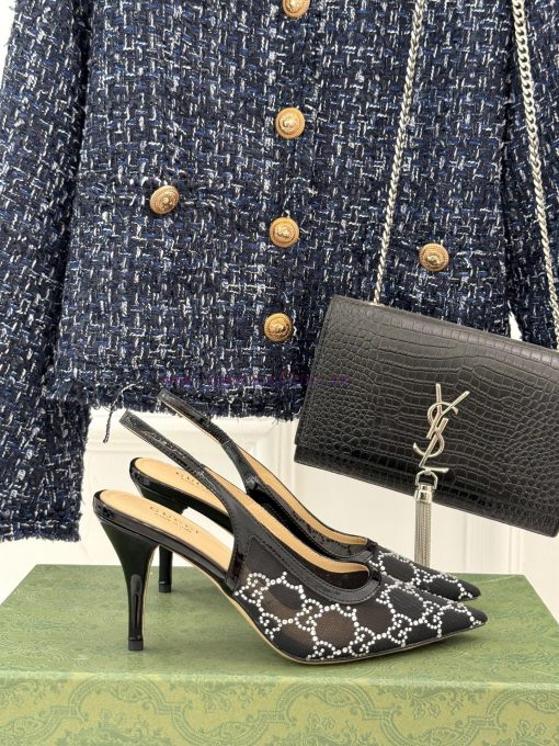 Gucci/Gucci Classic Rhinestone Mesh Pointed High-heeled Empty SandalsWhen Gucci Pours Luxury Ae dvzkzlgs