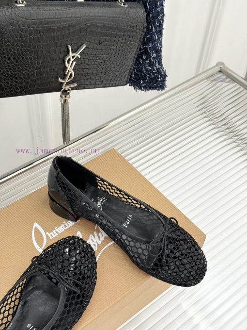 ChristinLouboutin/CL25WF Mesh SurfaceBow Flat Ballet ShoesEncountering The Elegant Blueprint Of 84gp8ux0 - Image 6