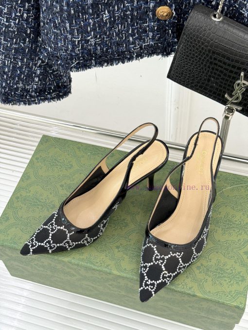 Gucci/Gucci Classic Rhinestone Mesh Pointed High-heeled Empty SandalsWhen Gucci Pours Luxury Ae dvzkzlgs - Image 3