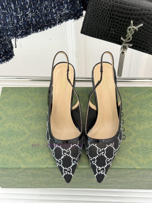 Gucci/Gucci Classic Rhinestone Mesh Pointed High-heeled Empty SandalsWhen Gucci Pours Luxury Ae dvzkzlgs - Image 5