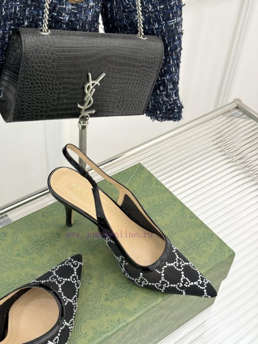 Gucci/Gucci Classic Rhinestone Mesh Pointed High-heeled Empty SandalsWhen Gucci Pours Luxury Ae dvzkzlgs - Image 6