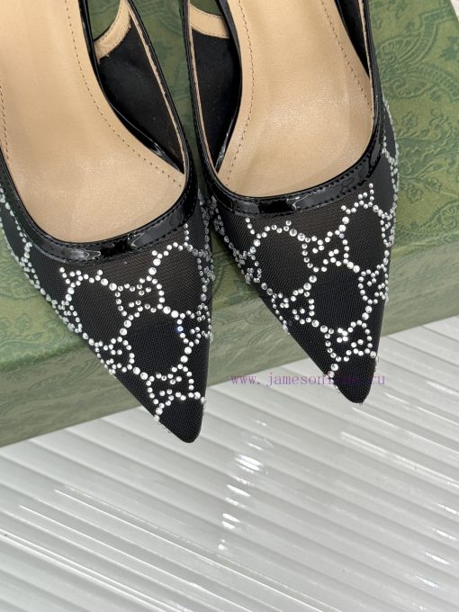 Gucci/Gucci Classic Rhinestone Mesh Pointed High-heeled Empty SandalsWhen Gucci Pours Luxury Ae dvzkzlgs - Image 8