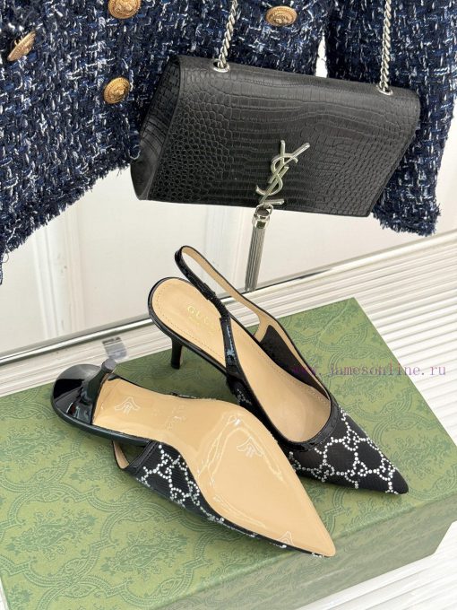 Gucci/Gucci Classic Rhinestone Mesh Pointed High-heeled Empty SandalsWhen Gucci Pours Luxury Ae dvzkzlgs - Image 10