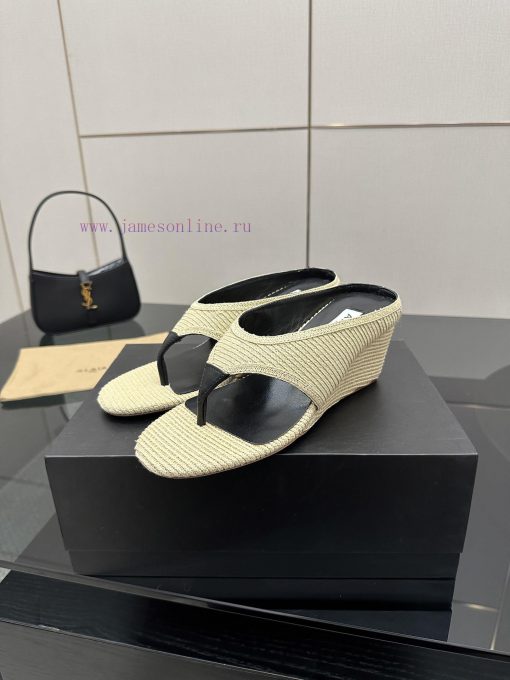 Silk Yangjing And Weaving 350ALA ࠖ A Triangle Thick Bottom Slope Heel Slippers | HIGH LOVE | | uvvwklnr - Image 4