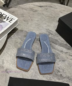 Alexander Wang's 25 Spring/Summer Women's New Logo Flat Bottom Diamond Slippers With Cowboy Sty b32qtsze