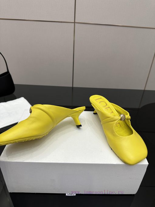 Loewe25/Early Autumn New Gold Button Small Heel Slippers Chen Turin's Puzzle Handbag Inspired B b7utmgan - Image 6