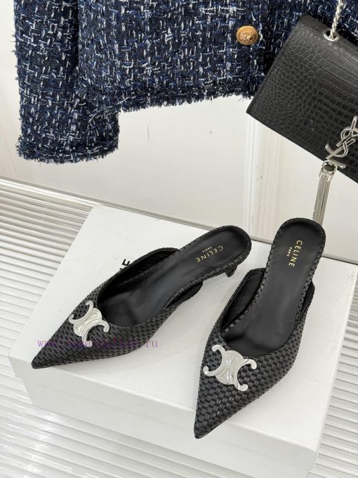 CELINE/Celine Classic Triumphal Arch Pointed Cat Heel SlippersAt First Glance It's Cool With A gwtn1gvy - Image 3