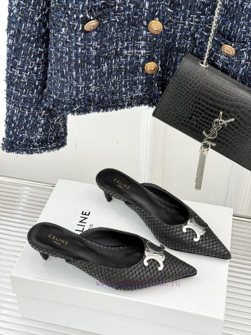 CELINE/Celine Classic Triumphal Arch Pointed Cat Heel SlippersAt First Glance It's Cool With A gwtn1gvy - Image 4