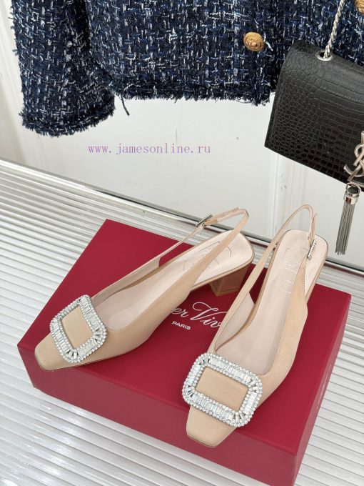 Roger Vivier | RV Classic Diamond BuckleCoarse Heel Empty SandalsClassic Rhinestone Square Buck kq8hxpgk - Image 3