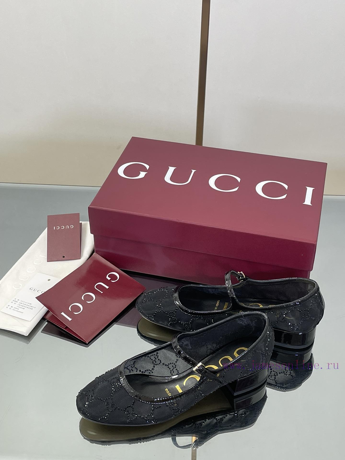 2025 Early Autumn New GUCCi High End Boutique Mesh Diamond Mary Jane Crystal Shoes Gucci Lacque eupwcij0 - Image 5