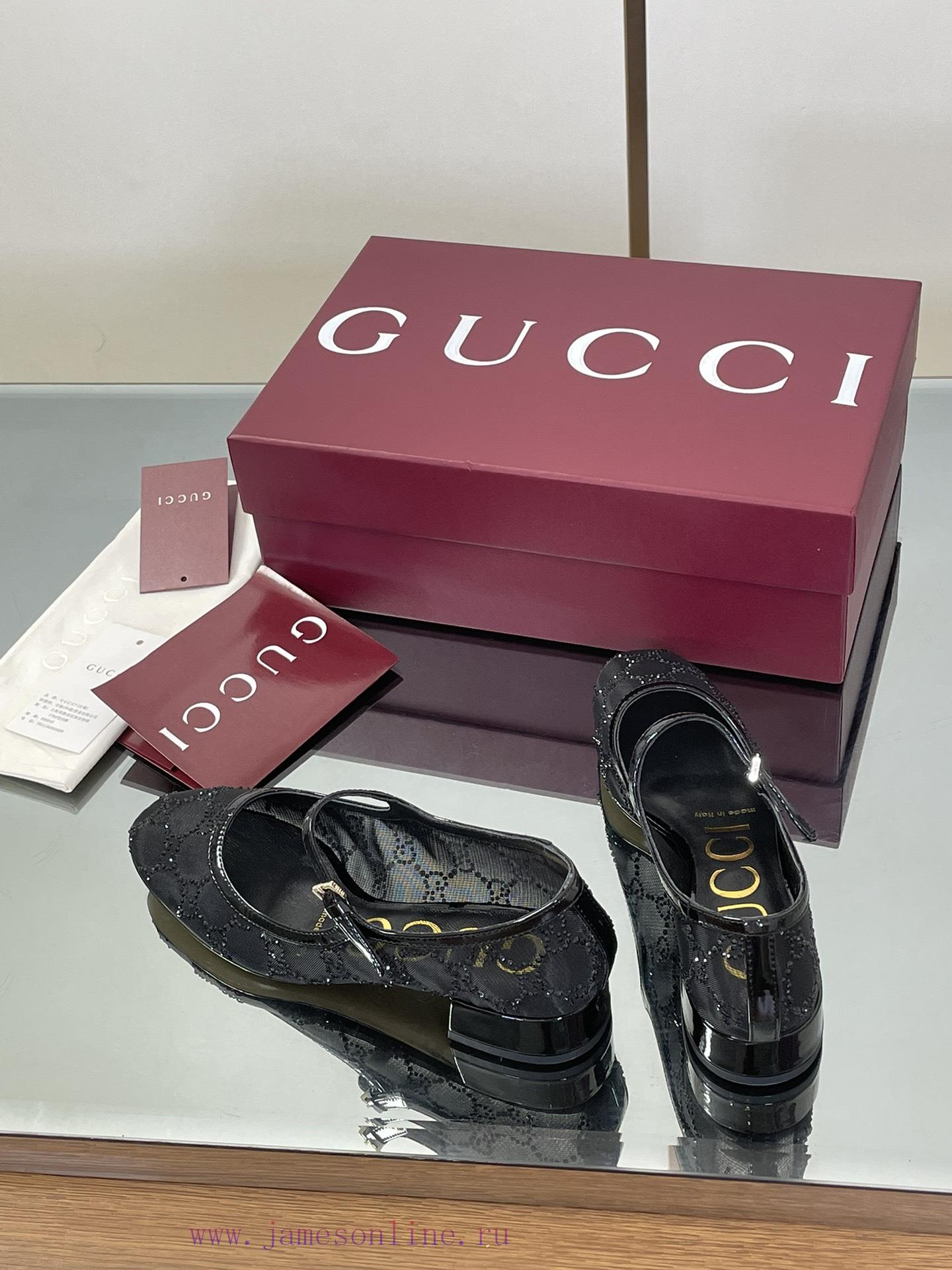 2025 Early Autumn New GUCCi High End Boutique Mesh Diamond Mary Jane Crystal Shoes Gucci Lacque eupwcij0 - Image 7