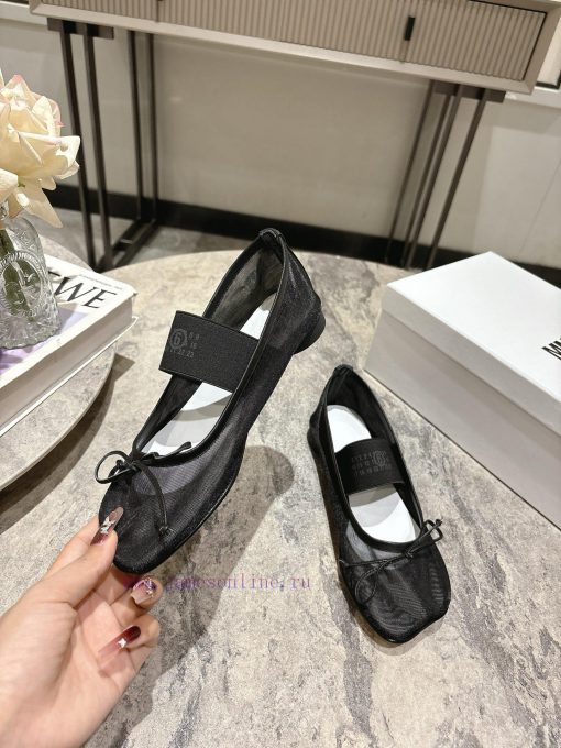 MM6 Magila Mesh Simple Bow Single ShoesComes With A Fairy Aura And Hazy Beauty High-end Yet Dig xf525o9q - Image 5