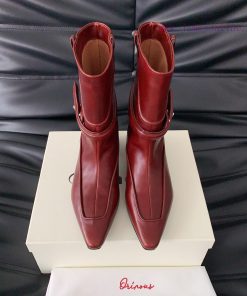 ORINOUS25 Autumn And Winter New Belt Buckle Square Toe Boots With Slight Stacking Layers Casual 3q0v2qb1