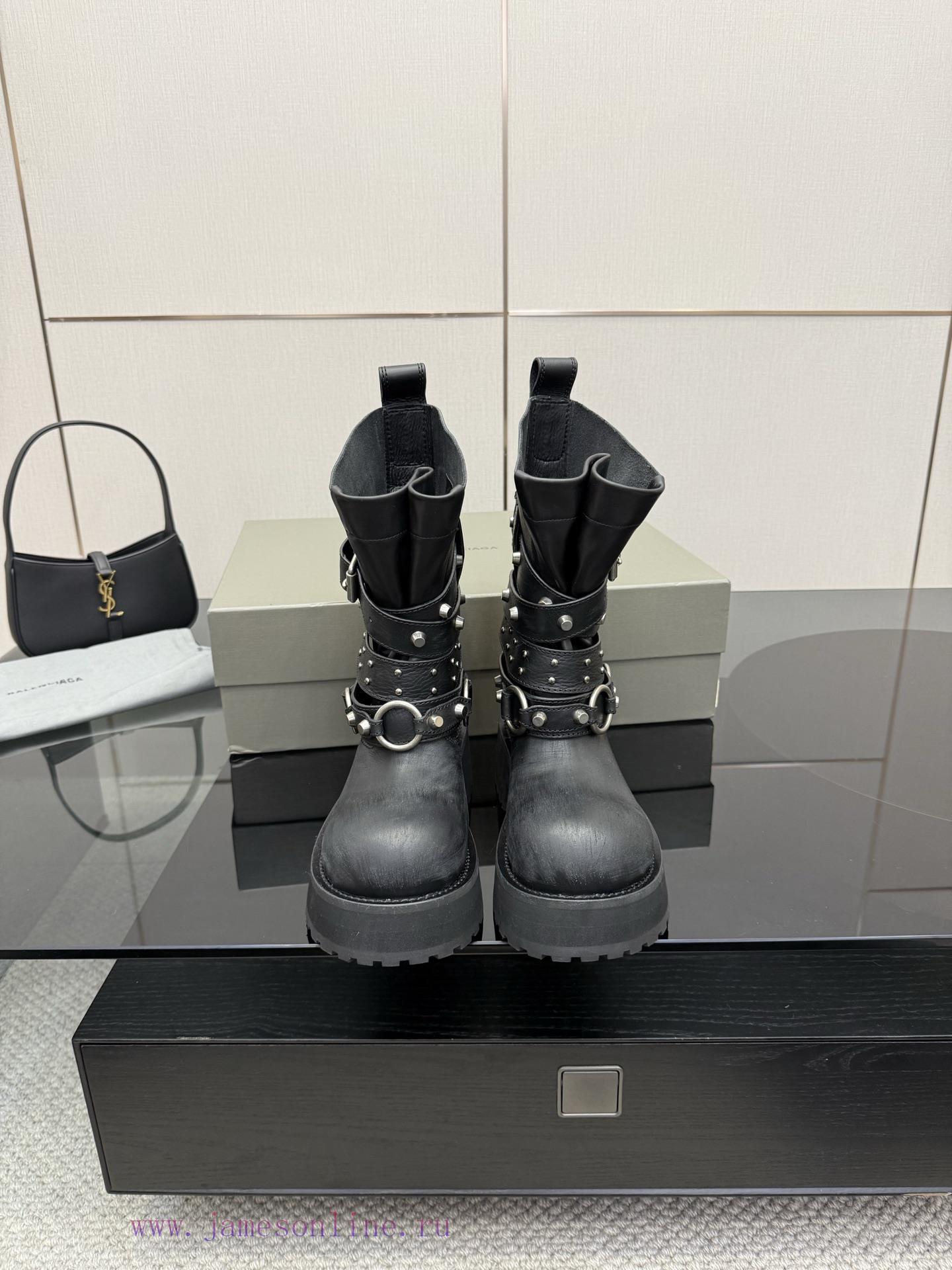 BALENCIAGA 25/Autumn/Winter Vintage Leather Thick Soled Short Boots 25 Pairs For Each Person No add101fc