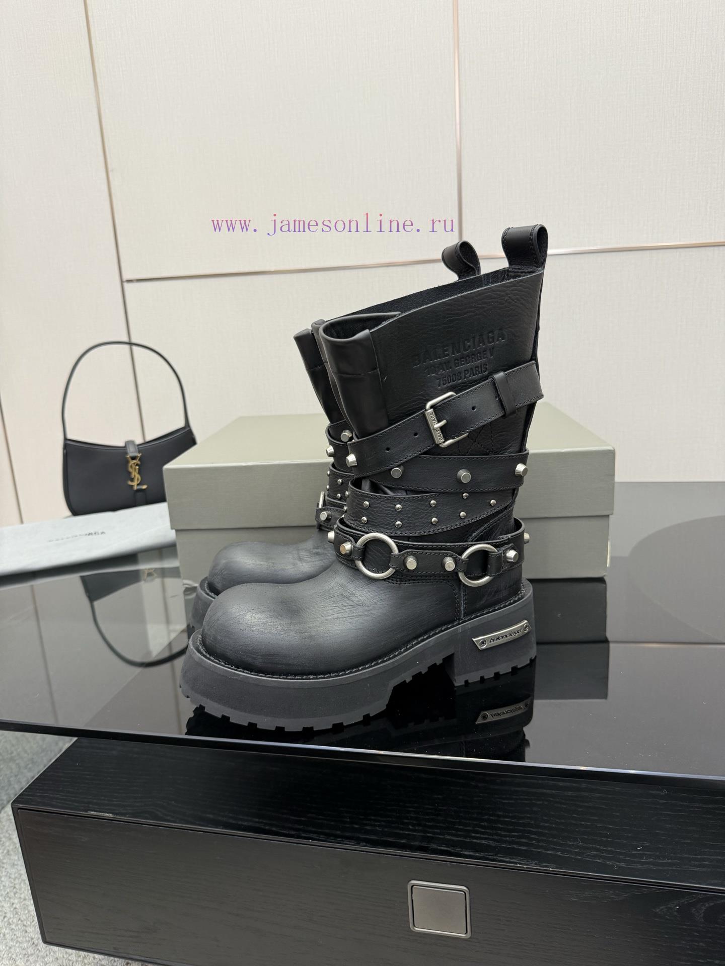 BALENCIAGA 25/Autumn/Winter Vintage Leather Thick Soled Short Boots 25 Pairs For Each Person No add101fc - Image 3