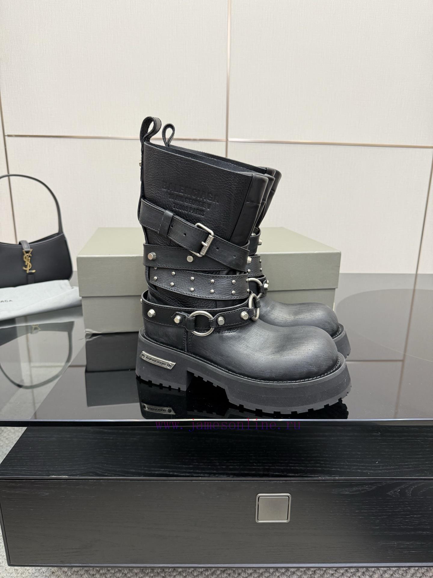BALENCIAGA 25/Autumn/Winter Vintage Leather Thick Soled Short Boots 25 Pairs For Each Person No add101fc - Image 4