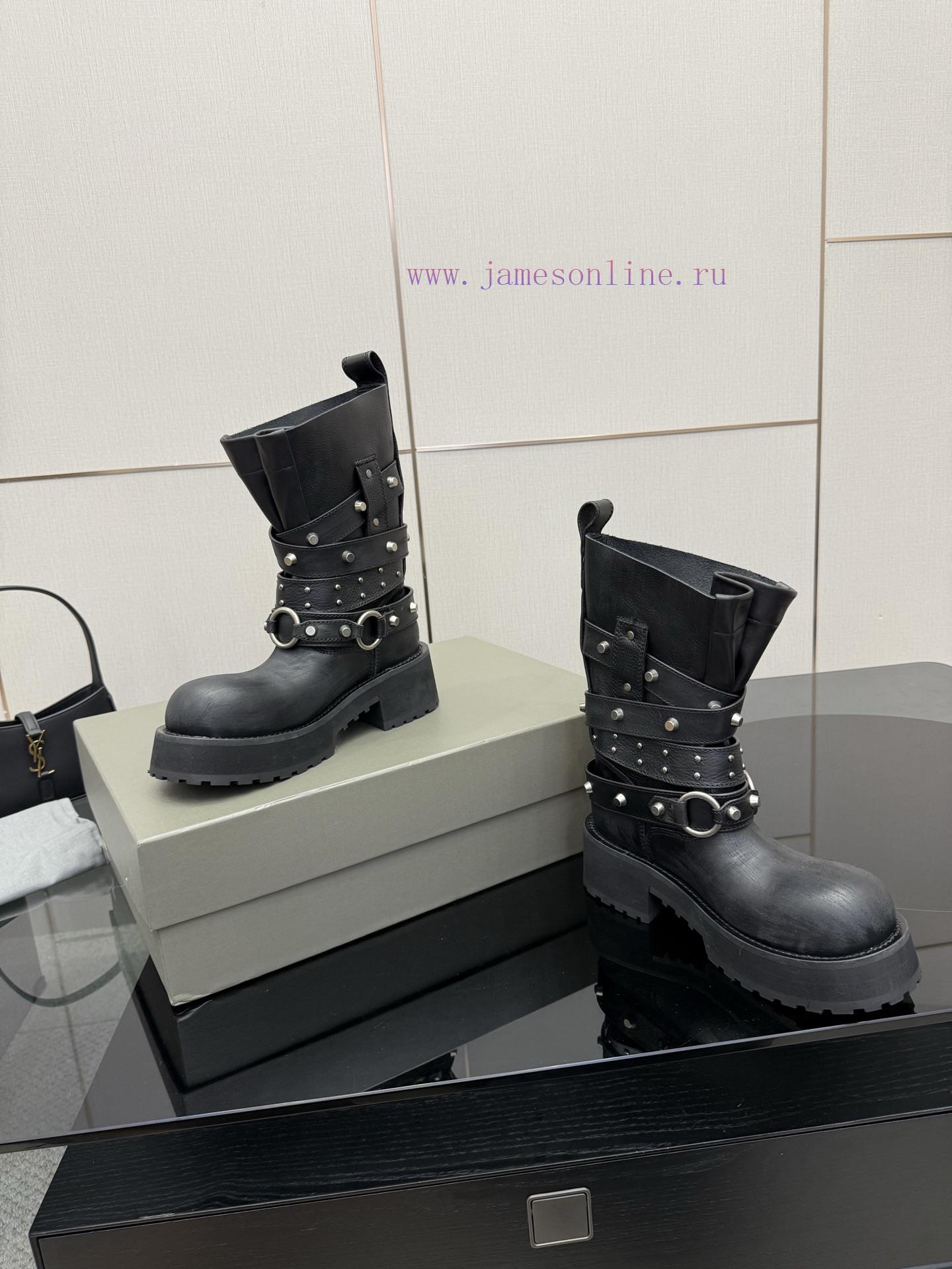 BALENCIAGA 25/Autumn/Winter Vintage Leather Thick Soled Short Boots 25 Pairs For Each Person No add101fc - Image 5
