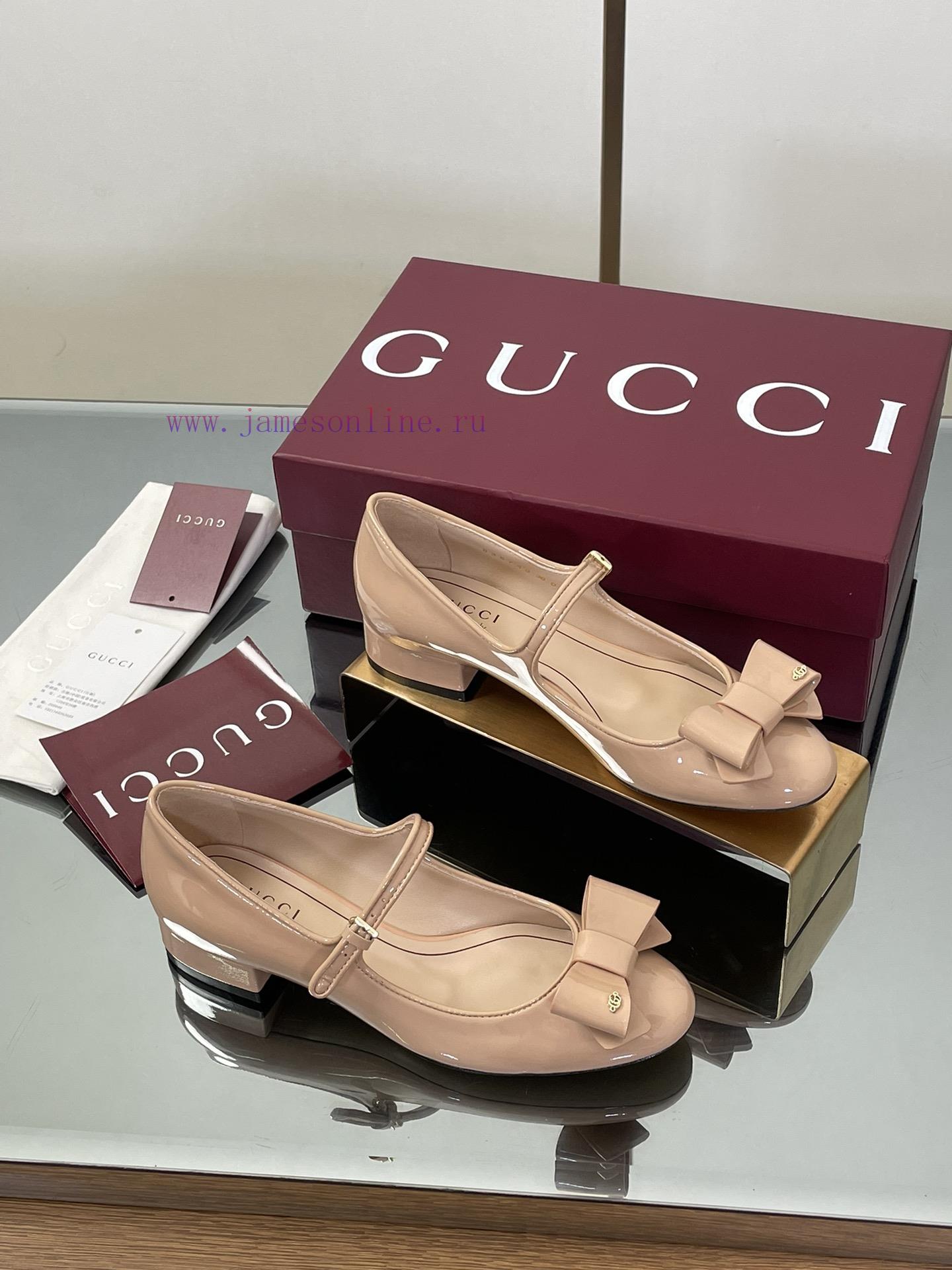 Apricot Colored GuCC High-end Boutique 2025 Early Autumn Series New Product Bow Mary Jane Flat ex4bc7it - Image 2