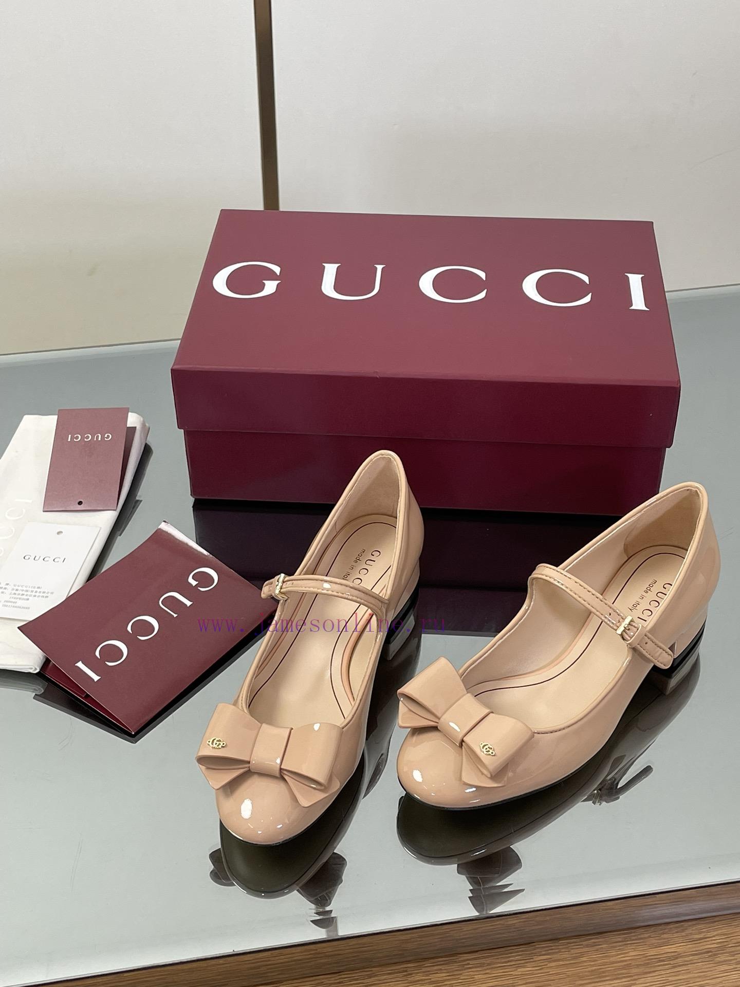 Apricot Colored GuCC High-end Boutique 2025 Early Autumn Series New Product Bow Mary Jane Flat ex4bc7it - Image 4