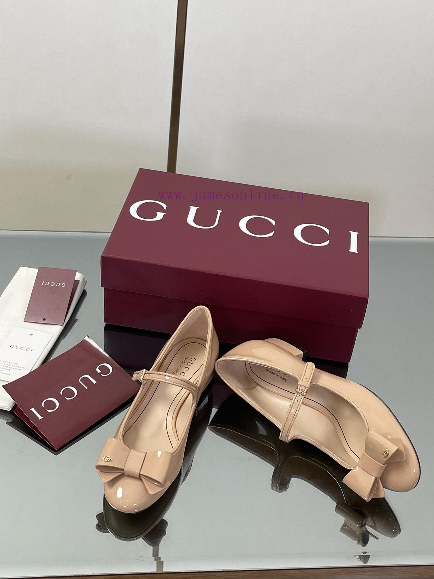 Apricot Colored GuCC High-end Boutique 2025 Early Autumn Series New Product Bow Mary Jane Flat ex4bc7it - Image 8
