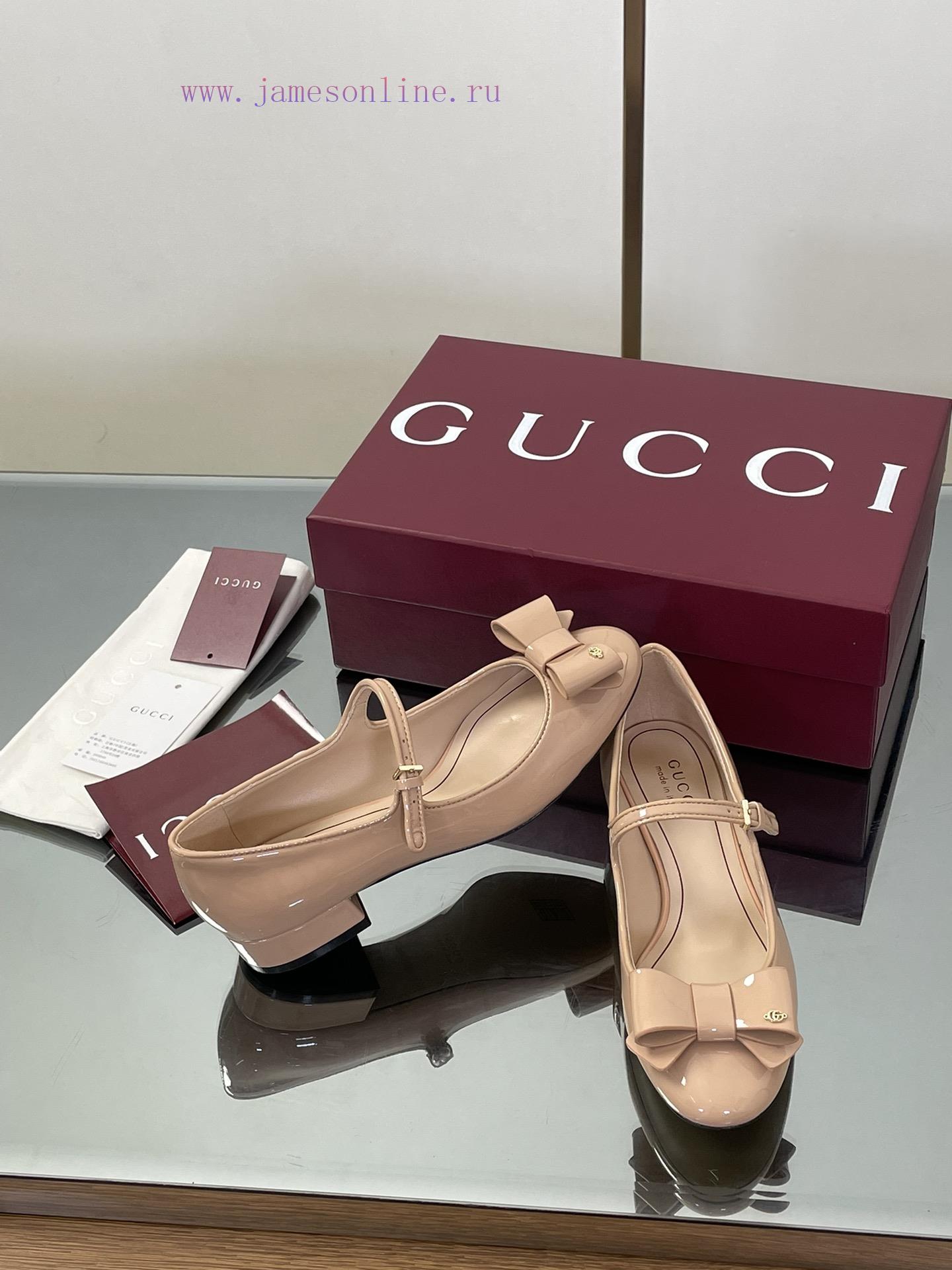 Apricot Colored GuCC High-end Boutique 2025 Early Autumn Series New Product Bow Mary Jane Flat ex4bc7it - Image 9