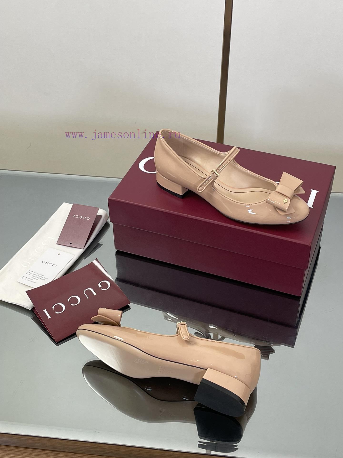 Apricot Colored GuCC High-end Boutique 2025 Early Autumn Series New Product Bow Mary Jane Flat ex4bc7it - Image 10