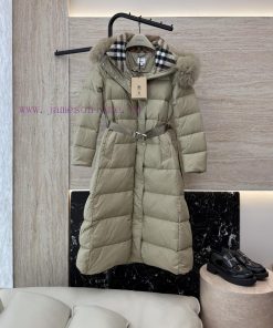 AH710 New Down Jacket ️Burberry Detachable Fox Fur Collar Long Classic 90% White Goose Do paawlvr5