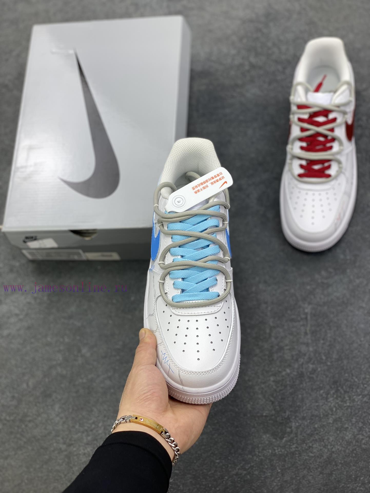 Customized Nike Air Force 1 Red And Blue Biwing Couple Style Mandarin Duck Color Graffiti Hand jxudgvkd - Image 3