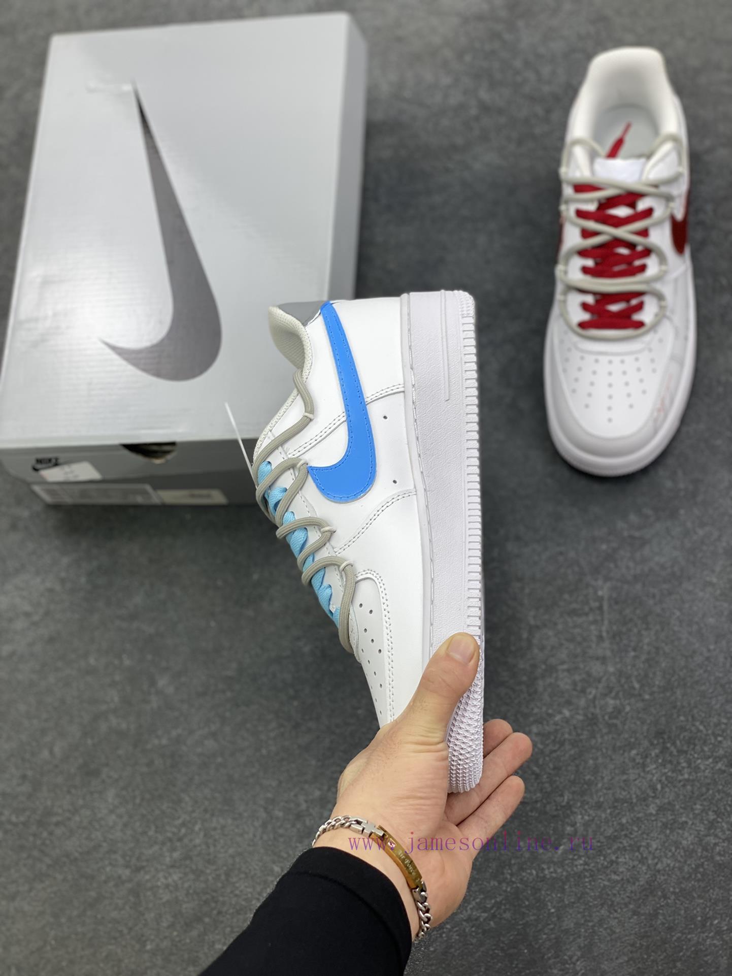 Customized Nike Air Force 1 Red And Blue Biwing Couple Style Mandarin Duck Color Graffiti Hand jxudgvkd - Image 4