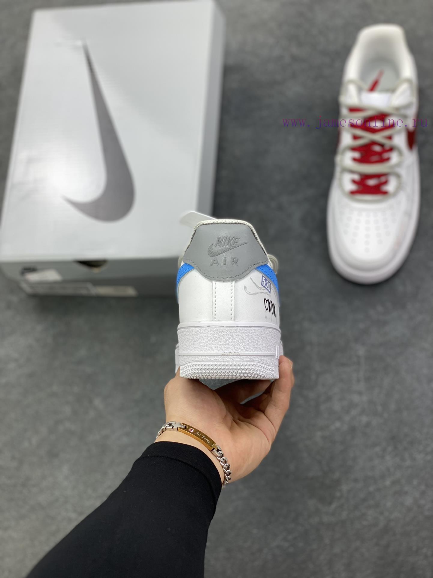 Customized Nike Air Force 1 Red And Blue Biwing Couple Style Mandarin Duck Color Graffiti Hand jxudgvkd - Image 5