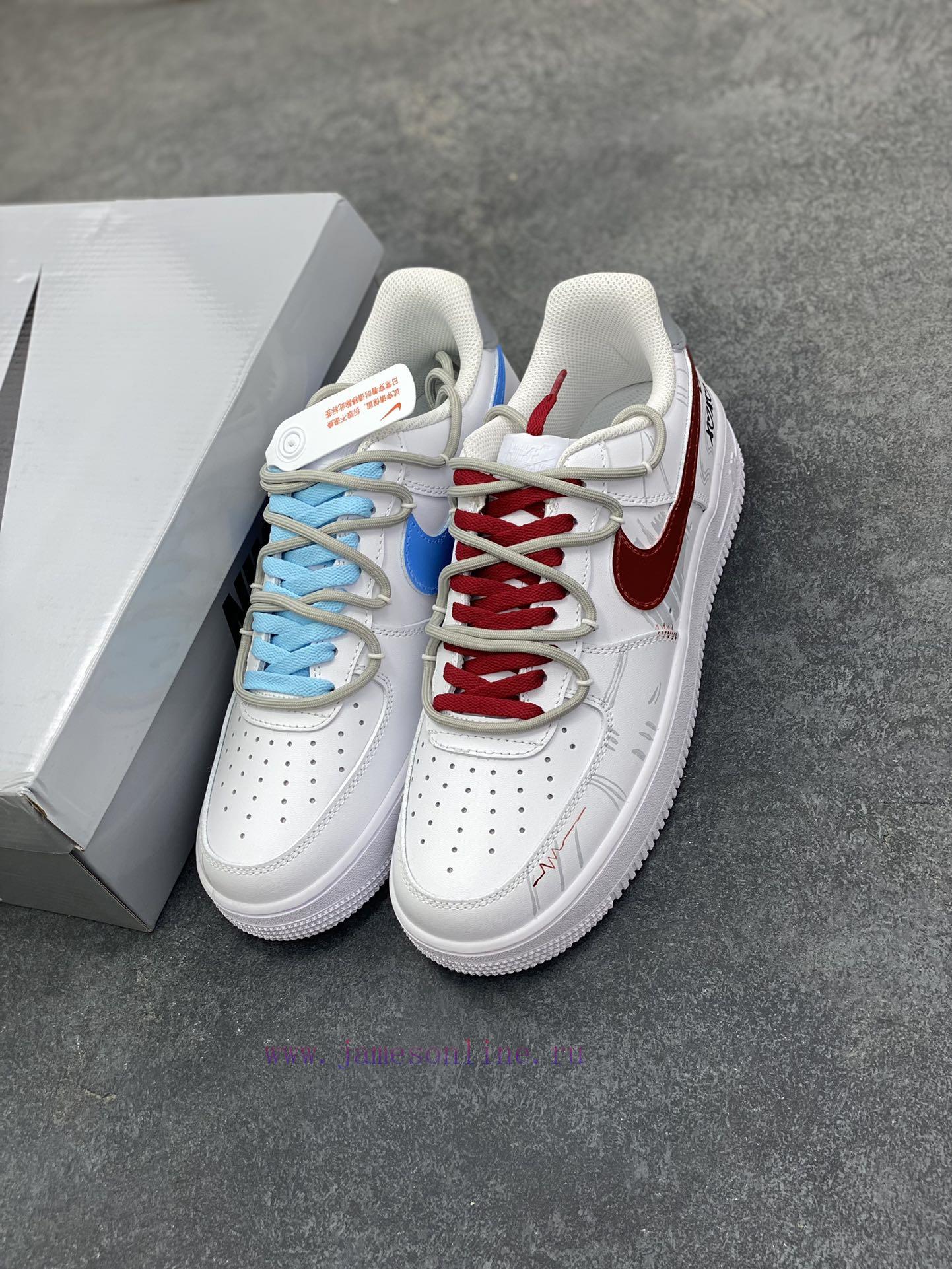 Customized Nike Air Force 1 Red And Blue Biwing Couple Style Mandarin Duck Color Graffiti Hand jxudgvkd - Image 9