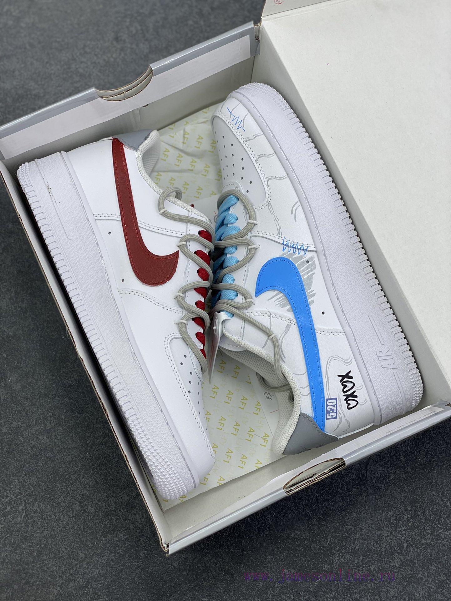 Customized Nike Air Force 1 Red And Blue Biwing Couple Style Mandarin Duck Color Graffiti Hand jxudgvkd - Image 10