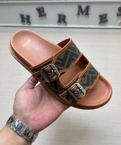 FENDI Official Website Men's Slippers Original Version Single Cabinet Comparison Logo Buckle Li 3flq7ytn
